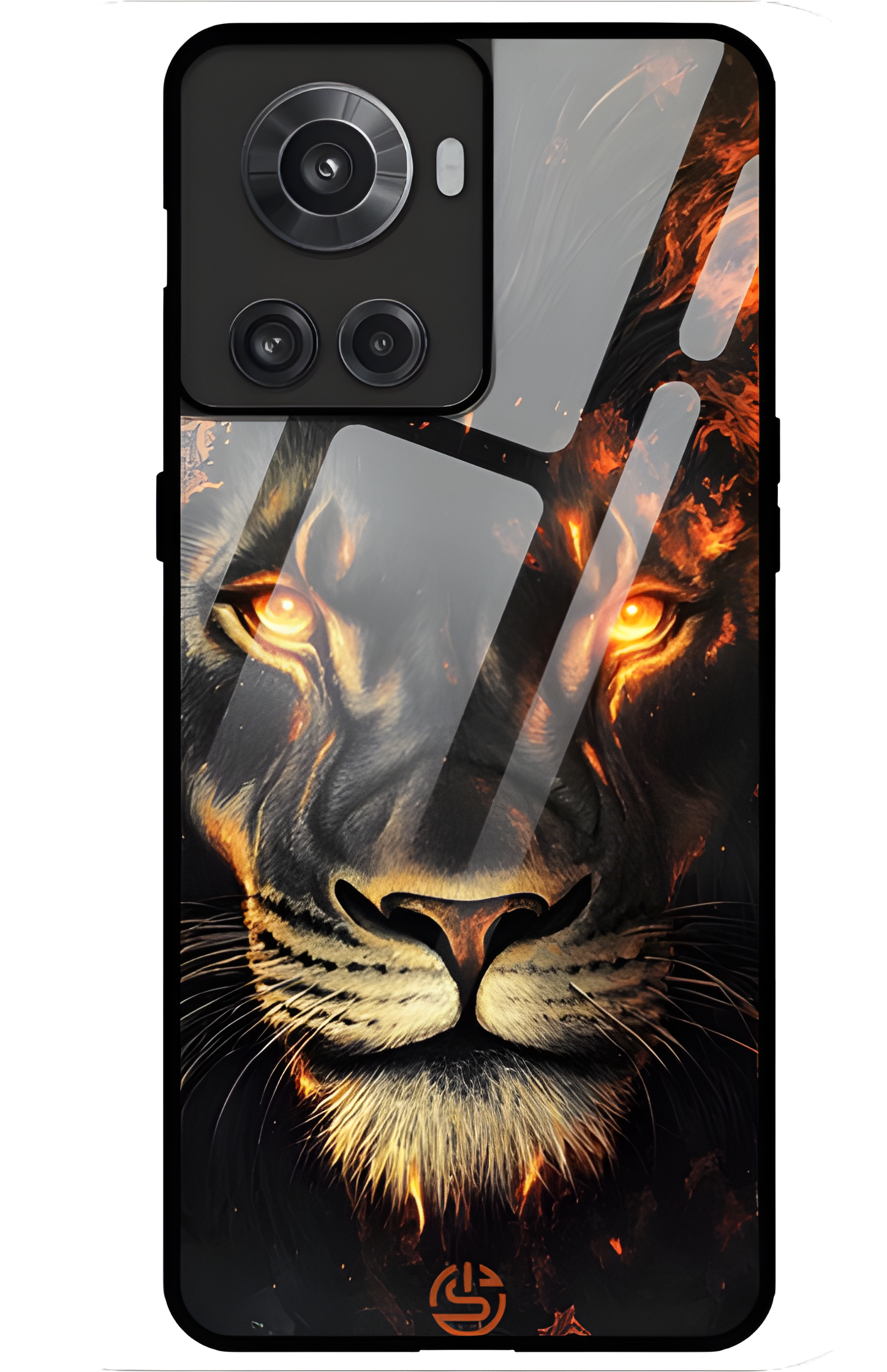 Lion On Flame Glass Case