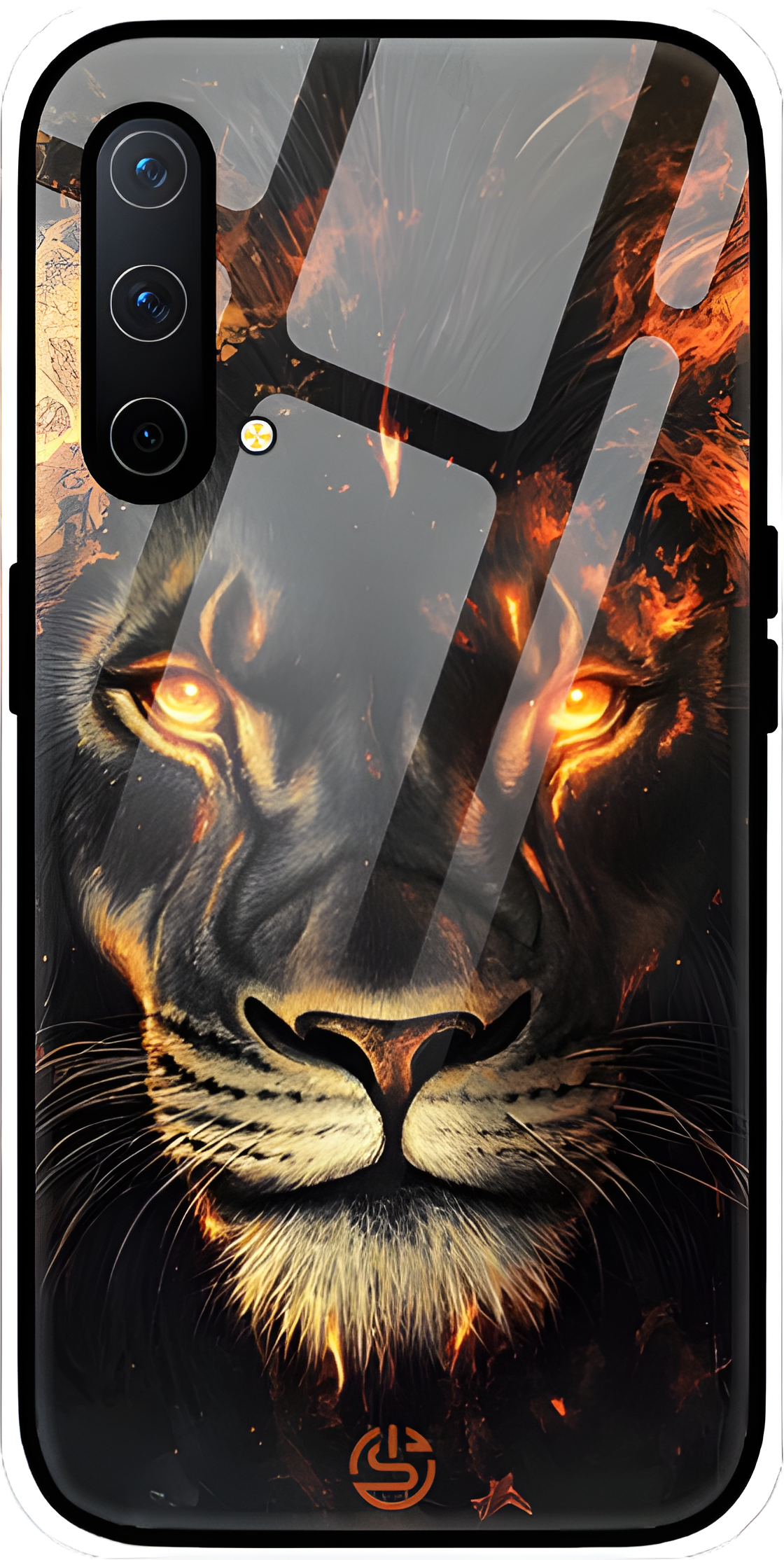 Lion On Flame Glass Case